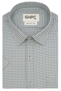 GHPC 100% Cotton Checkered Half Sleeves Regular Fit Formal Shirt for Men