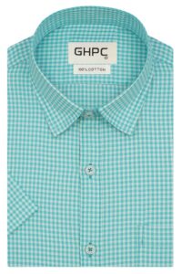 GHPC 100% Cotton Checkered Half Sleeves Regular Fit Formal Shirt for Men